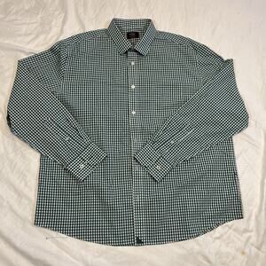 Untuckit Shirt Mens Large XL Green Plaid Wrinkle Free Long Sleeve